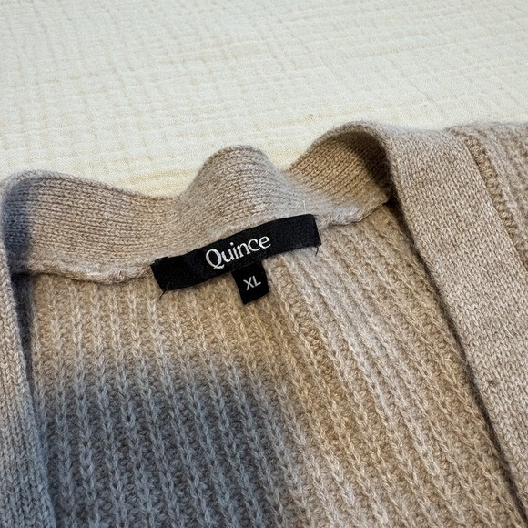 Quince Mongolian Cashmere Oversized Boyfriend Cardigan Sweater Sz XL Oatmeal - Picture 2 of 8